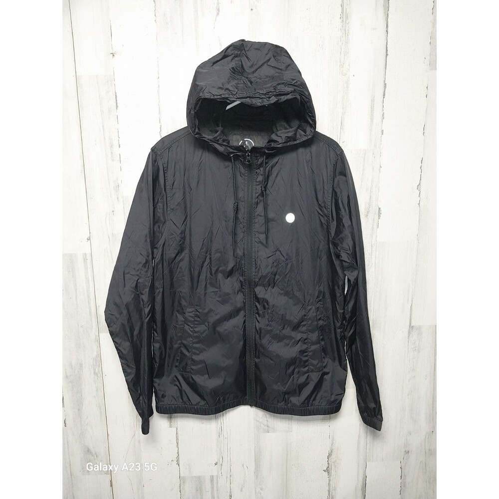Volcom Ermont Windbreaker Jacket Mens Medium Black Water Resistant Hooded Zip